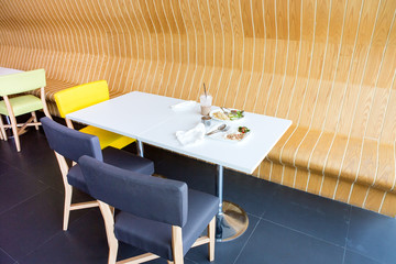 The food left on the table in the shop.