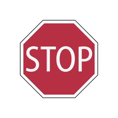 Stop road sign. Traffic regulatory warning stop symbol vector illustration.