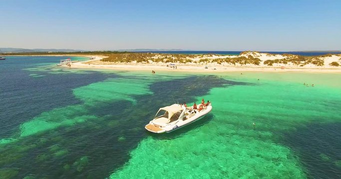 Aerial view of amazing, unspoiled and idyllic beach on a little island