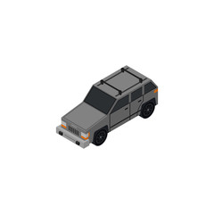 SUV car isometric 3D element. Automobile transportation icon, urban and countryside traffic icon vector illustration.