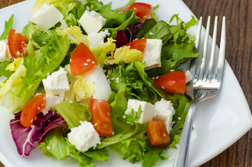 Dietary salad with tomatoes and feta cheese