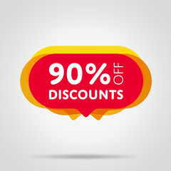 Special offer sale red tag isolated vector illustration. Discount offer price label, symbol for advertising campaign in retail, sale promo marketing, 90% off discount sticker, ad offer on shopping day