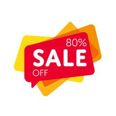 Special offer sale red tag isolated vector illustration. Discount offer price label, symbol for advertising campaign in retail, sale promo marketing, 80% off discount sticker, ad offer on shopping day