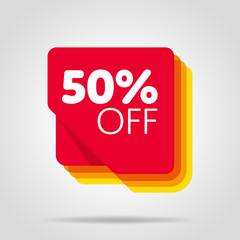 Special offer sale red tag isolated vector illustration. Discount offer price label, symbol for advertising campaign in retail, sale promo marketing, 50% off discount sticker, ad offer on shopping day