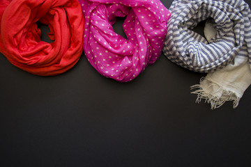 Scarves on a black background