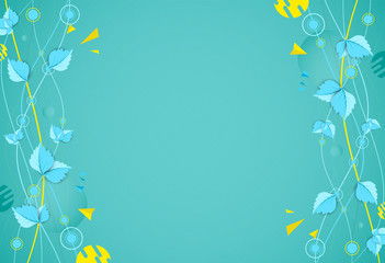 Obraz premium Green color wave with leaves. Nature theme vector