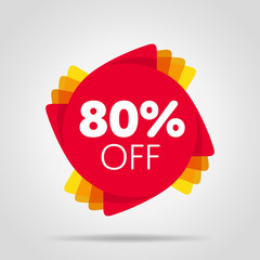 Special offer sale red tag isolated vector illustration. Discount offer price label, symbol for advertising campaign in retail, sale promo marketing, 80% off discount sticker, ad offer on shopping day