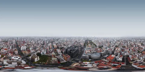 Photo sur Plexiglas Buenos Aires Spherical, 360 degrees, seamless, aerial panorama of the city of Buenos Aires near the Congress building and Congressional Plaza at rainy day, Argentina