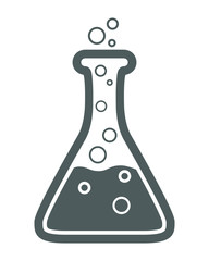 Lab icon. Gray sign flask isolated on white background. Science symbol and chemical laboratory research. Vector