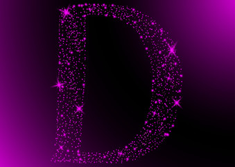 letter star D in purple shine