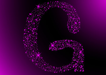 letter G is star in purple shine