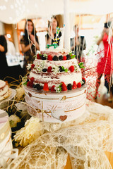 Elegant candy bar for a wedding full of pastries