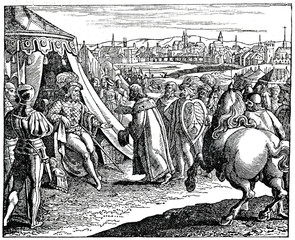 Rudolf of Habsburg elected King of the Romans at 1273  (from Das Heller-Magazin, July 3, 1834) 