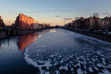 embankment of the Fontanka River, St. Petersburg, Russia