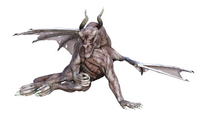 3D Rendering Fantasy Vampire Dragon on White