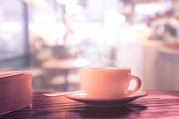 hot coffee at coffee shop
