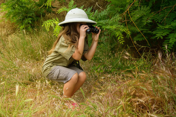 cork helmet girl in nature