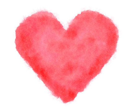Red heart watercolor on white background