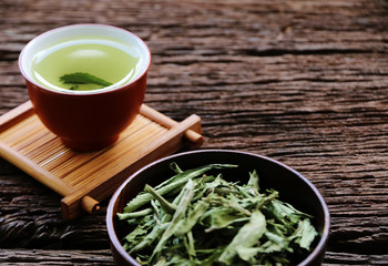 Tea Stevia on wood table