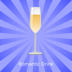 Romantic Drink Vector Illustration Glass Champagne