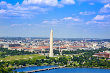 Washington DC aerial view National Mall Monument - obrazy, fototapety, plakaty