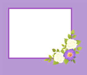 Purple Frame with White Rose Flowers Gentle Daisy