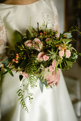 Colorful bridal bouquets with flowers