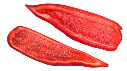 Red bell pepper pieces slices