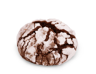 Chocolate biscuit,broken into two parts, isolated on white background