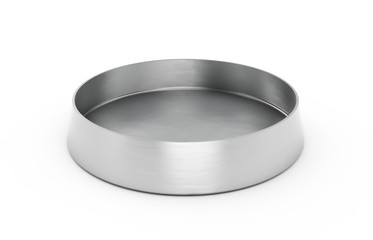 Metal pet bowl for dogs or cats isolated on white background. 3D illustration