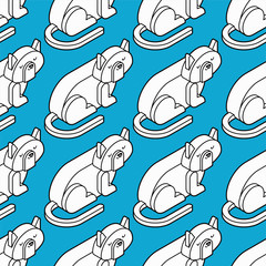 Cat white Isometrics pattern. Home pet 3d background. Vector illustration