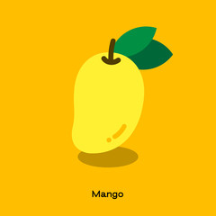 YELLOW MANGO
The illustration of yellow mango with leaves on yellow background with word. 
