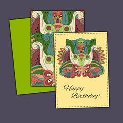 Vector set of birthday card abstract hand drawn doodles