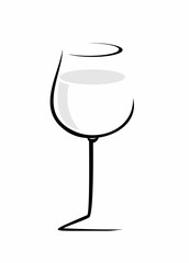 sketch of isolated wine glass on a white background