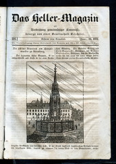 Schöner Brunnen in Nürnberg, Germany (from Das Heller-Magazin, June 14, 1834)  - obrazy, fototapety, plakaty