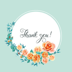 thank you card with roses