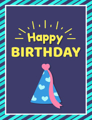 Happy Birthday Card and Text Vector Illustration