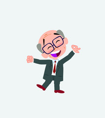 Old businessman with glasses exulting in happiness