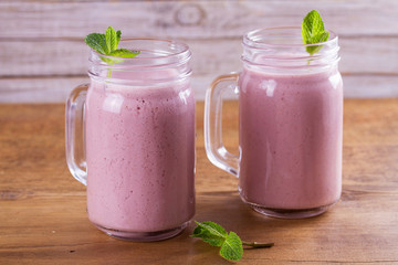 Milkshake with strawberries and banana. Strawberry smoothie