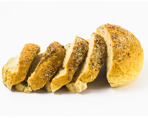 Fresh delicious sliced bread isolated on white background