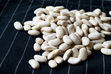 Canellini Navy White Beans on Black Cloth