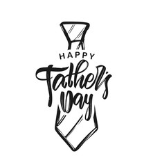 Vector illustration: Handwritten type lettering of Happy Father's Day with hand drawn tie on white background.