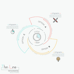 Circular infographic design template with 3 spiral lettered elements