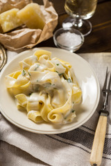 Fettuccine Pasta Plate with Creamy Alfredo Sauce