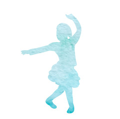 vector, watercolor silhouette child