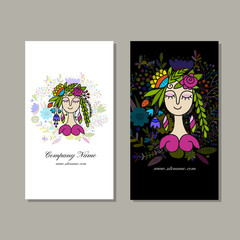 Business cards design, floral fairy