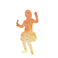 isolated, white background, watercolor silhouette little girl