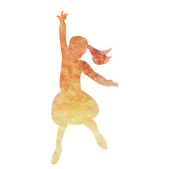 white background, watercolor silhouette little girl jumping