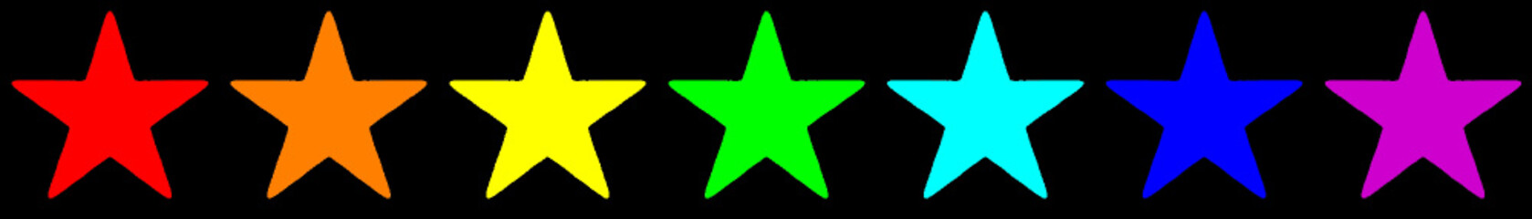 Row of multicolored stars in rainbow colors for a luck