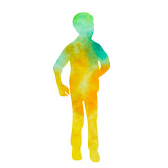 white background, watercolor silhouette child playing